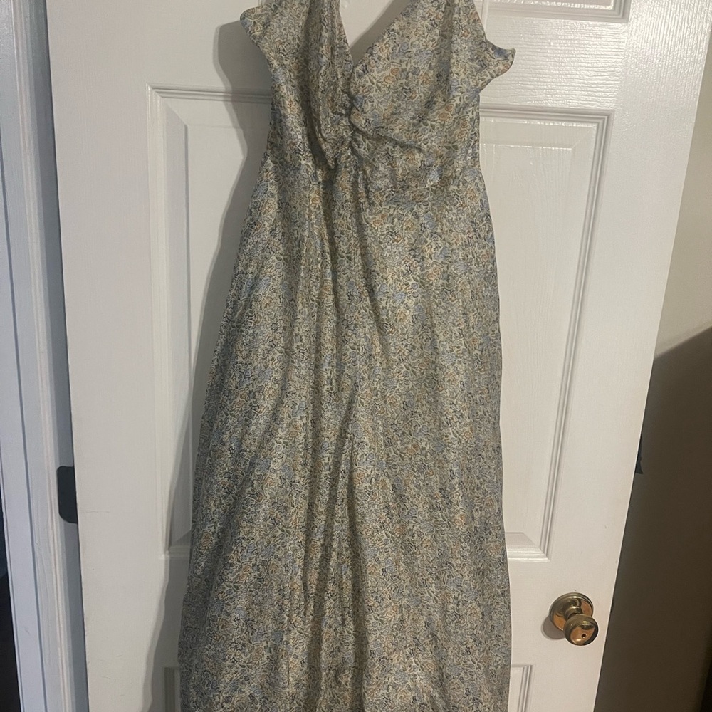 MINKPINK Silver Sleeveless Plunge Midi Dress